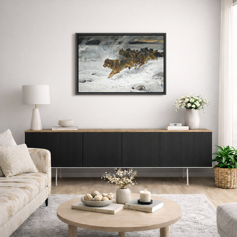 «Run Wolf Wolf», art dramatique de la nature, images de salon dramatiques, impression sur toile encadrée., H 16 po x l 24 po