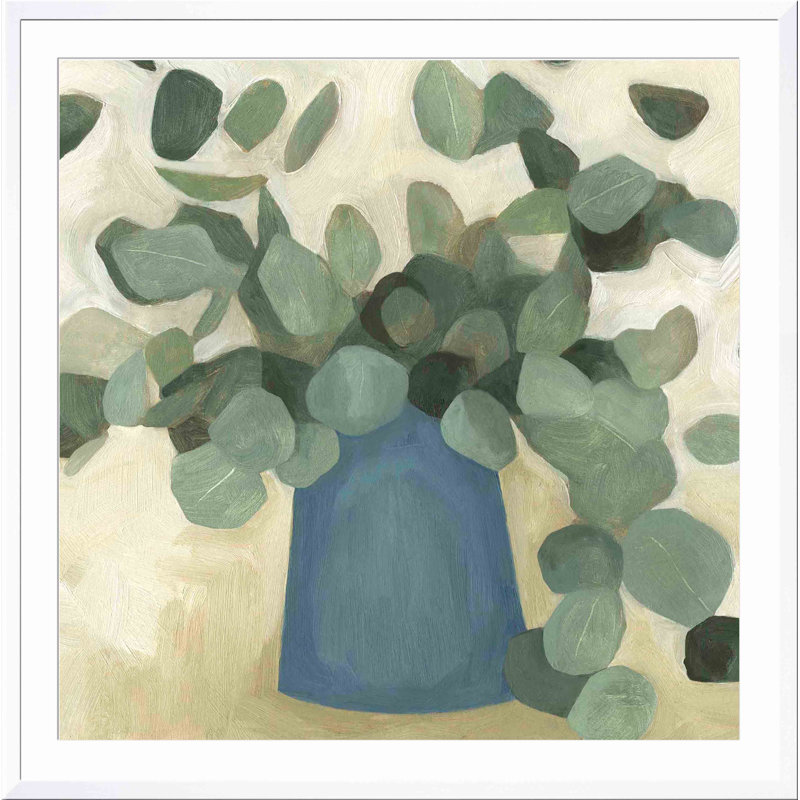 «Greenery Still Life VI» par Emma Scarvey - peinture encadrée, Blanc, H 36 po x l 36 po