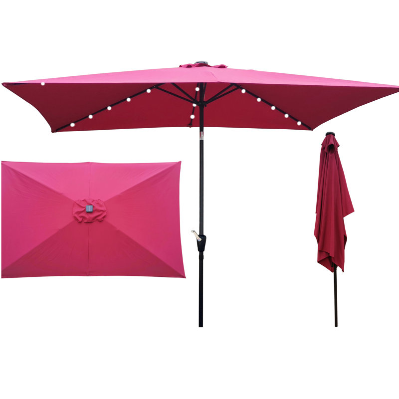 Parasol de terrasse solaire 10X6.5Ft, Burgundy