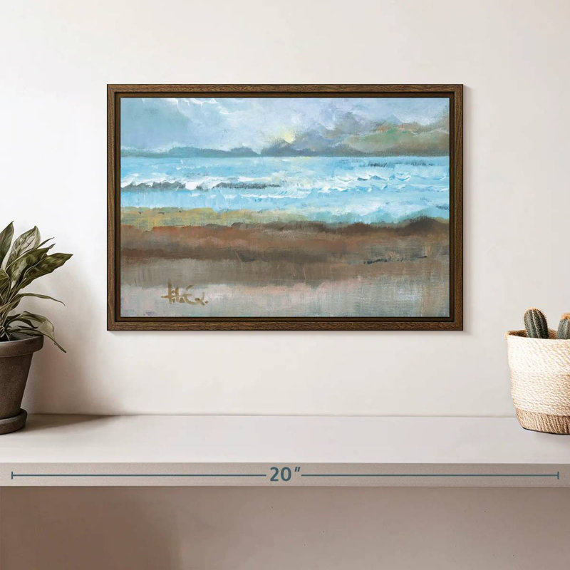 Moments II, 13 po x 9 po, Cadre flottant en noyer