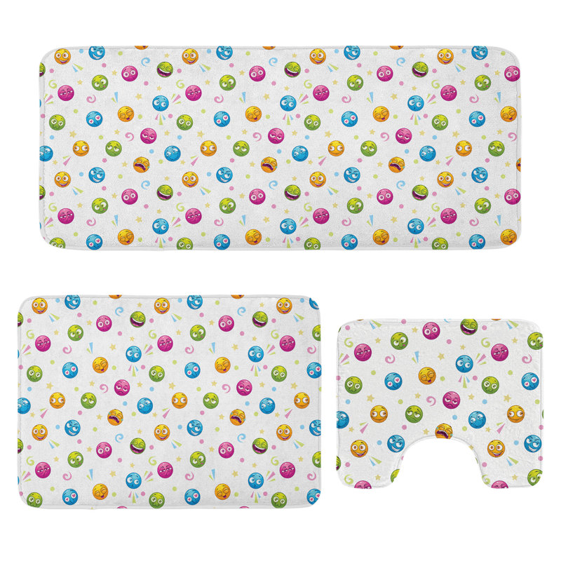  Multicolore ensemble de tapis en forme de U et de tapis rectangulaires Funny Face