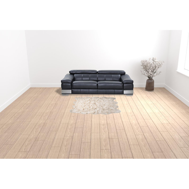 Leakes Tan Faux Fur Ombre Flokati Washable Non Skid Area Rug, Novelty 6' x 6'
