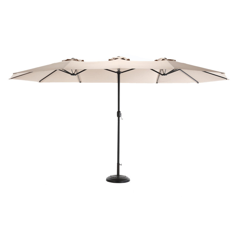 Parasol d'extérieur rectangulaire à double face avec manivelle 14,8 pi, Beige