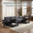 130" U-Shaped Corduroy Cloud Modular Sofa with 2 Storage Ottomans, Deep Seat Sectional, USB Ports & Phone Pockets, 4-Seat Convertible Couch for Living Room, Apartment-283682664