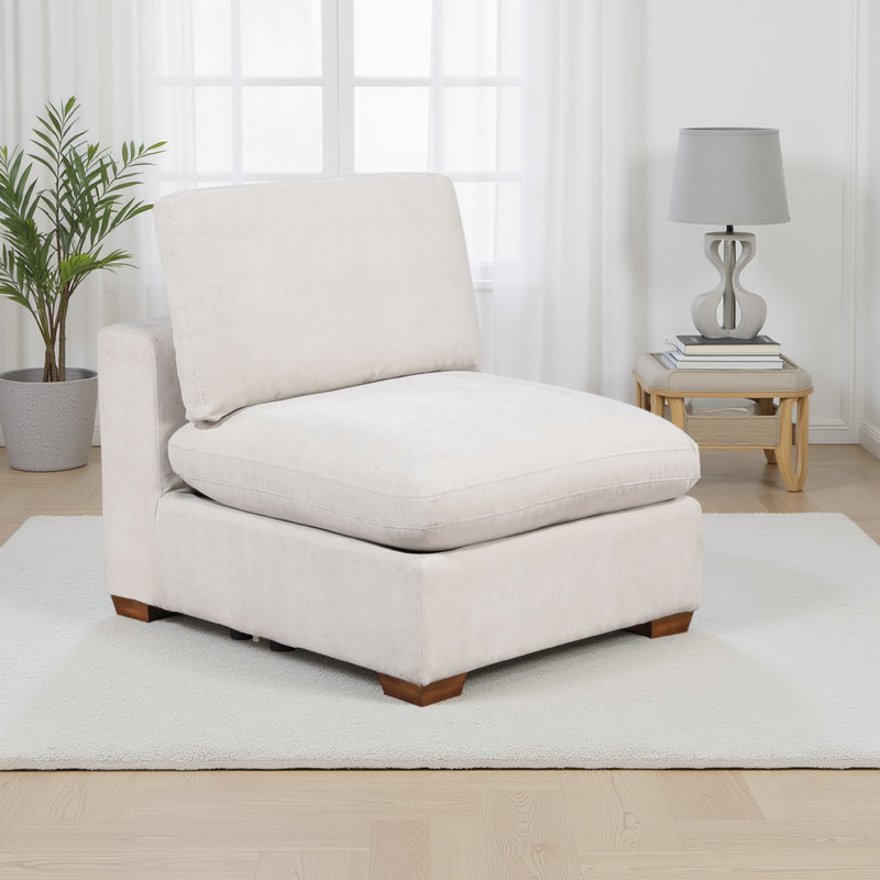 Trayce Upholstered Accent Chair, Brown, Ivory Fabric