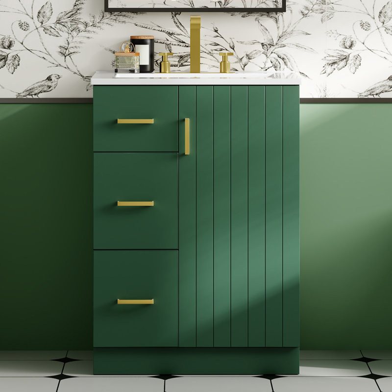 Meuble-lavabo 24 po avec lavabo en céramique, Vert