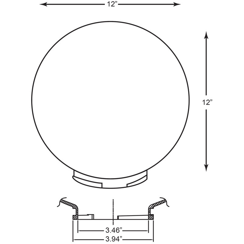 Solus 12" Smooth Acrylic Globe with Twist Lock Neck - No Fixture Included, Clear