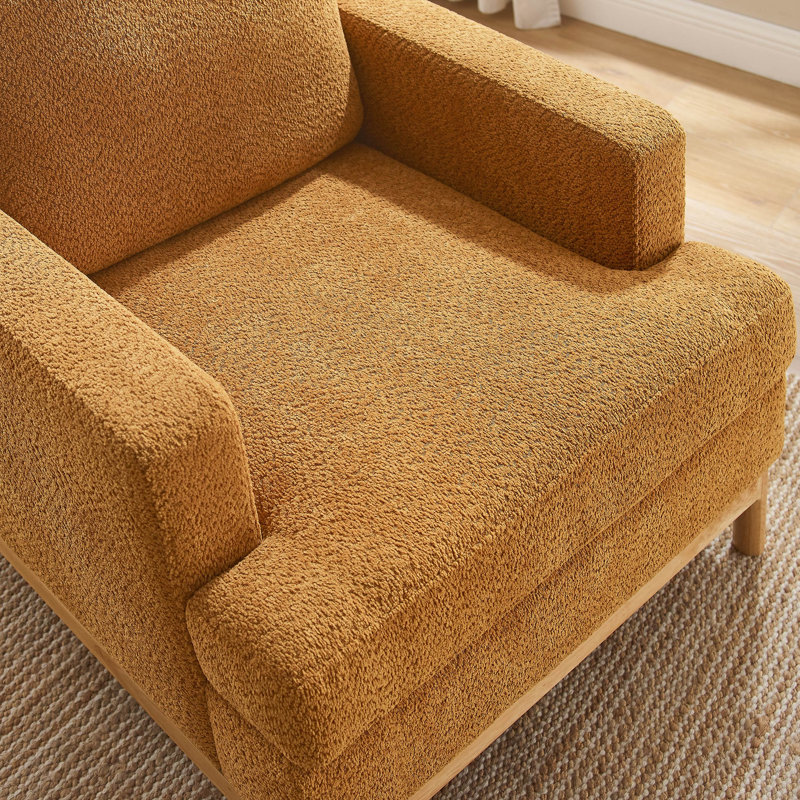 Deandrew 33.5'' Wide Accent Chair, Curry Boucle