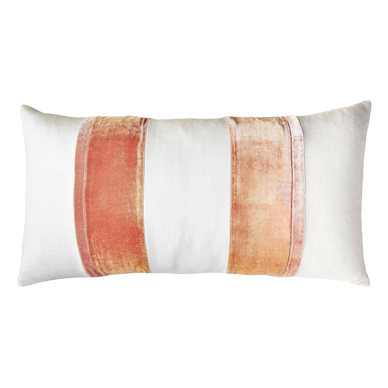Stripe Lumbar Pillow Cover & Insert, Mango, 12" x 24"