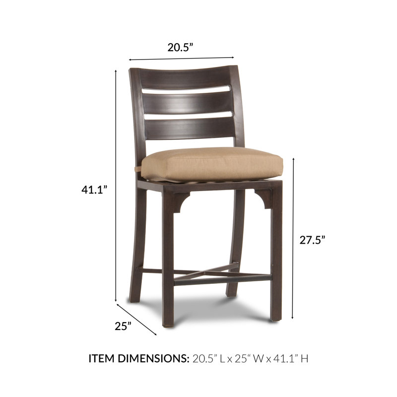 Bungalow Outdoor Bar Stool, Canvas Heather Beige Sunbrella® Canvas