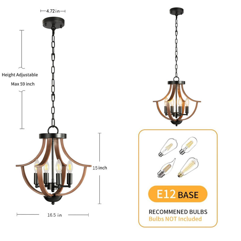 Luminaire suspendu moderne 4 lumières
