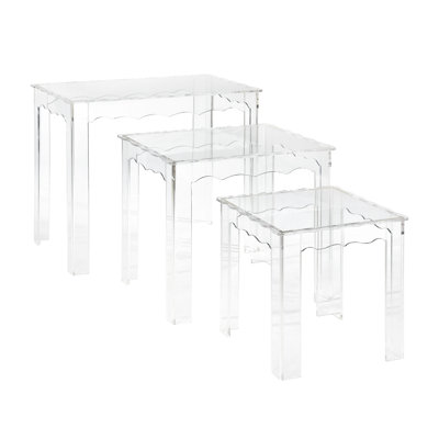 Ensemble de 3 tables gigognes carrées transparentes Truett