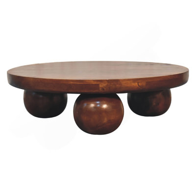 Wood Central Ball Table, Chestnut, Brown