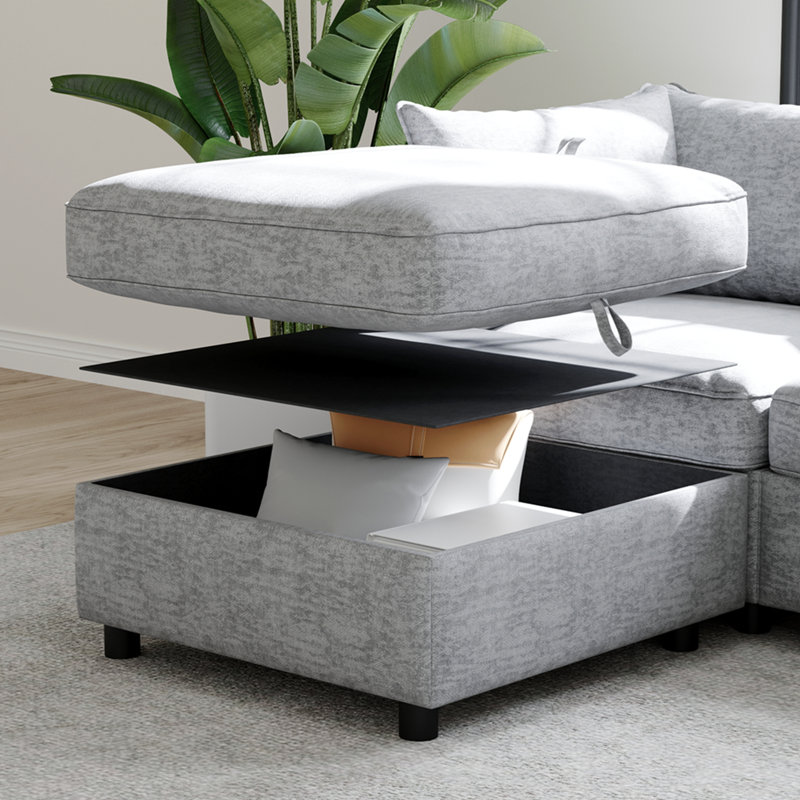 Love Seat Couches, Chaise Longue Mid Century Modern Sofa Couch With Storage For Small Spaces, Living Room , Bedroom, Gray