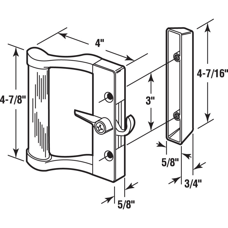 Gray Finish Sliding Door Handle Set, for Fullview Doors (Single Pack)