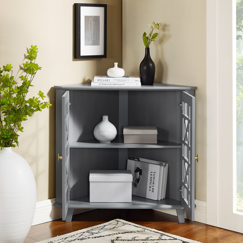 Bettilou 2-Door Corner Accent Cabinet, Gray