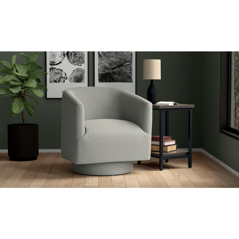 LeeRoy 29'' Wide Swivel Armchair, Meteor Gray Fabric