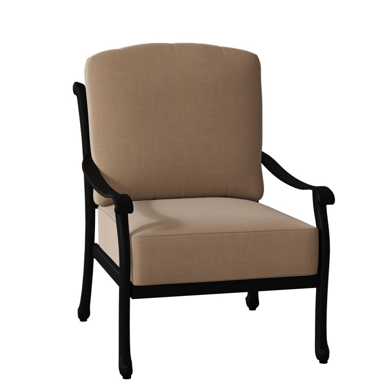 Casa Aluminum Outdoor Lounge Chair, Textured Black, Stone Linen