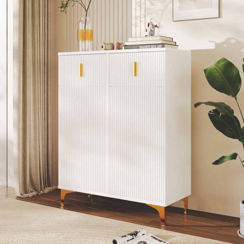 12 Pair Shoe Storage Cabinet, White