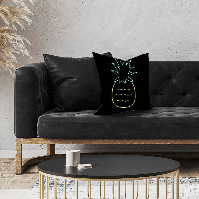 Neon pineapple - 18"x18" Throw pillow - Poly twill - Print on demand