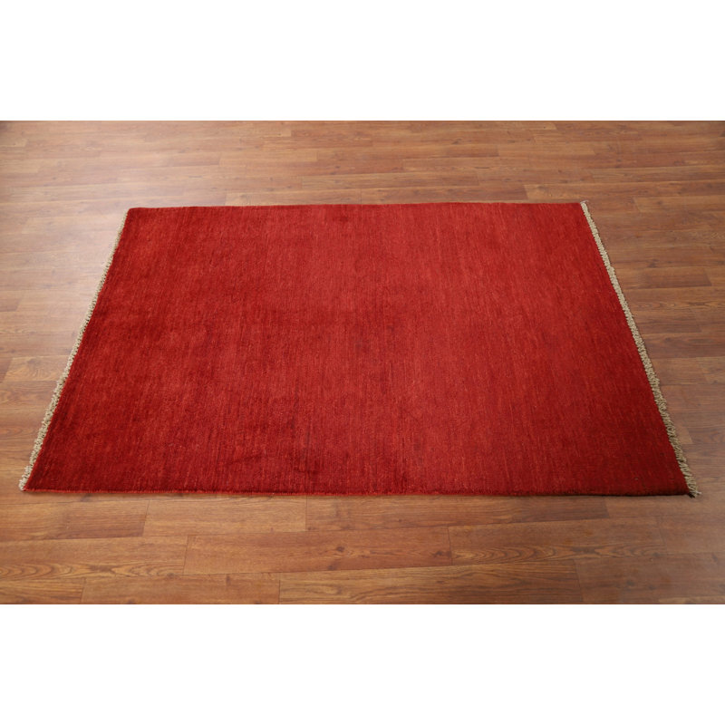 Tapis contemporain contemporain rouge Gabbeh