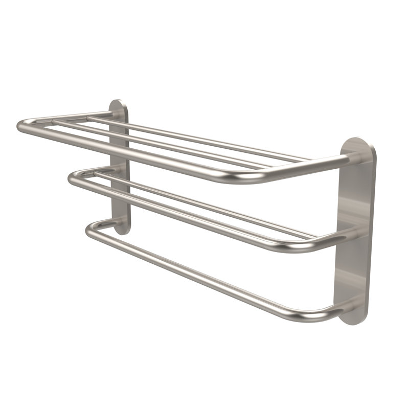 Bineta Metal Tiered Shelf with Towel Bar, Satin Nickel