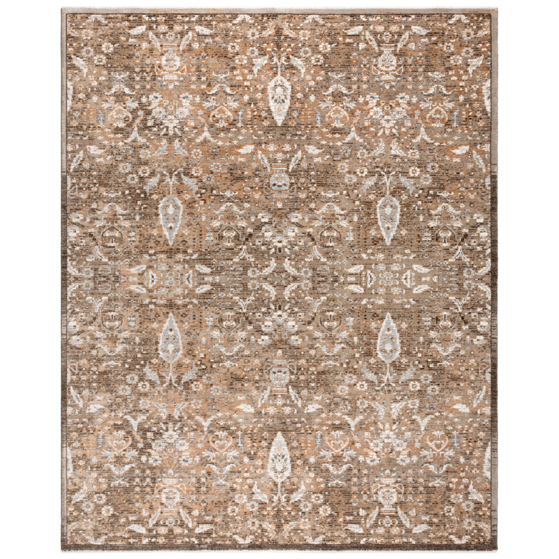 Gavi Brown and Beige Rectangular Synthetic Area Rug 9' x 12'