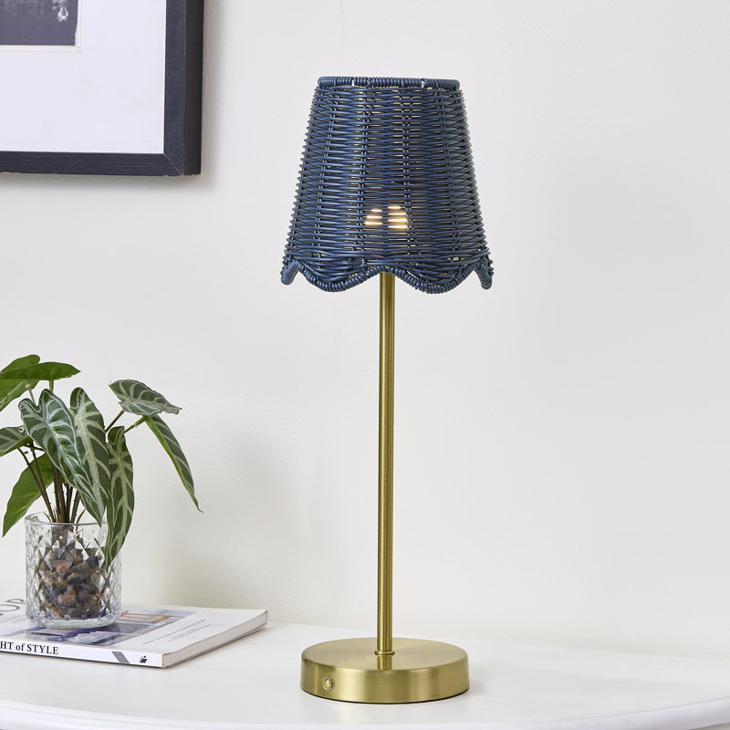 Lampe de table en métal 18 po avec abat-jour bleu, Bleu