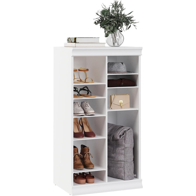 1-Unit Adjustable Divided Storage Shelving Unit Organizer, White Modular Closet Shelf, Durable Engineered Wood, Modern Minimalist Style