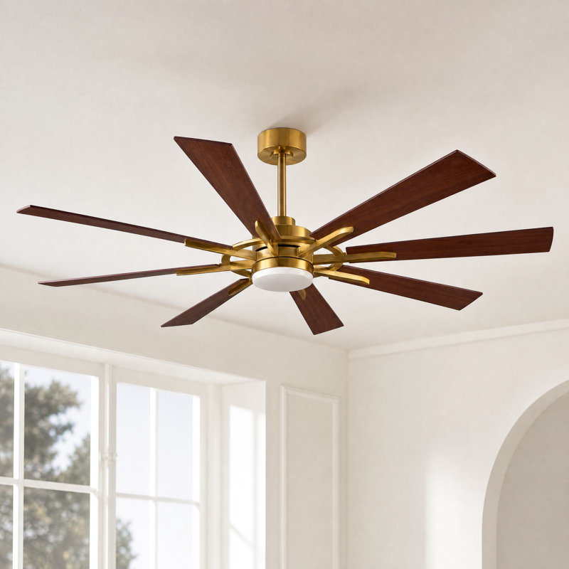 Ventilateur de plafond 60 po à 8 pales avec moulin à vent de ferme moderne avec 60 lumières DEL et télécommande