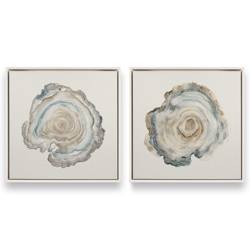 Ensemble de 2 imprimés de veines océaniques, 16 po x 16 po, Cadre flottant blanc opaque