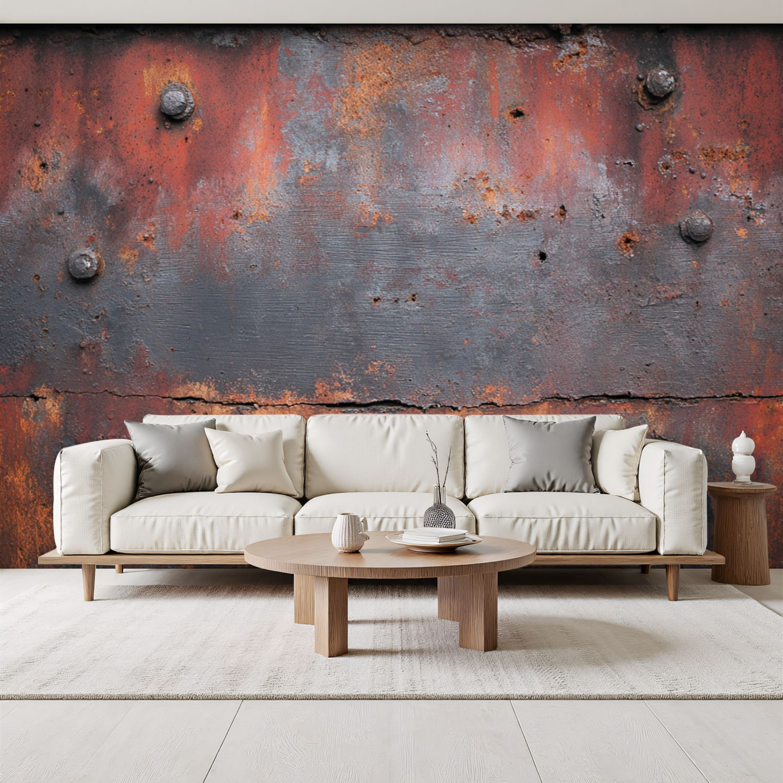 Red Barrel Studio Peel and Stick Wallpaper rust metal surface orange ...