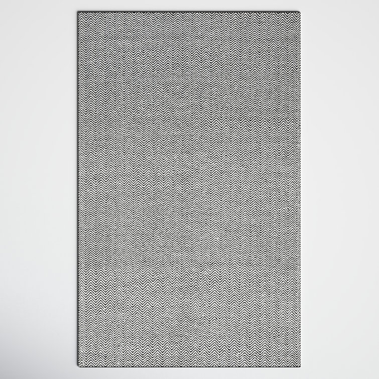 Rita Chevron Handmade Flatweave Wool Area Rug in Black/White