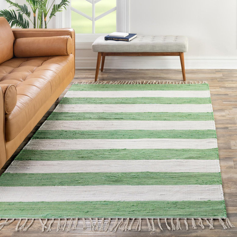 Calin Cotton Striped Indoor Rug, Rectangle 7'10" x 10'