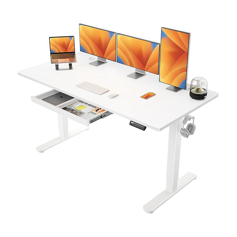 Adjustable Metal Base Standing Desk, 160cm. W x 80cm. D