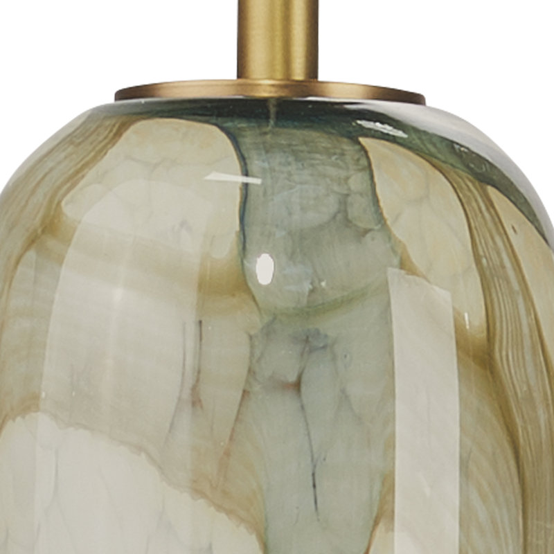 Helen Pendant In Pale Blue Glass, 15.5"H x 6.75"W x 6.75”D