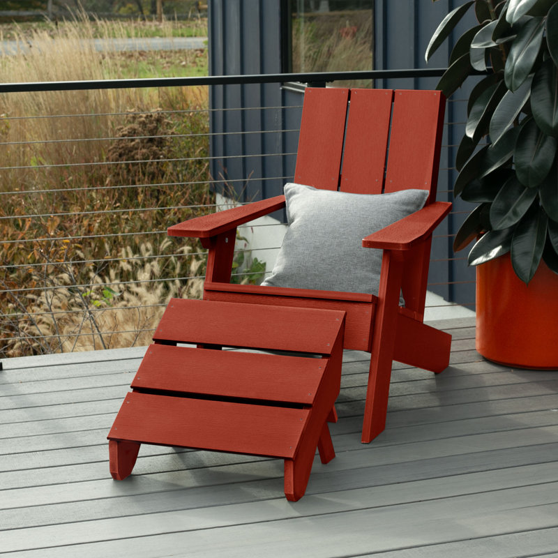 Chaise Adirondack en plastique avec repose-pieds Byrnes, Rouge