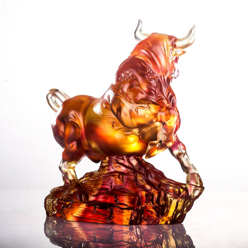 Ox Sculpture Easterly Winds Crystal Figurine