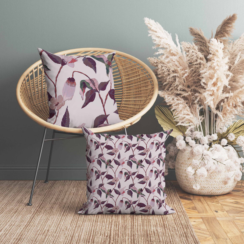 Coussin en suède Nature, Rose / Mauve, Carré 18 po