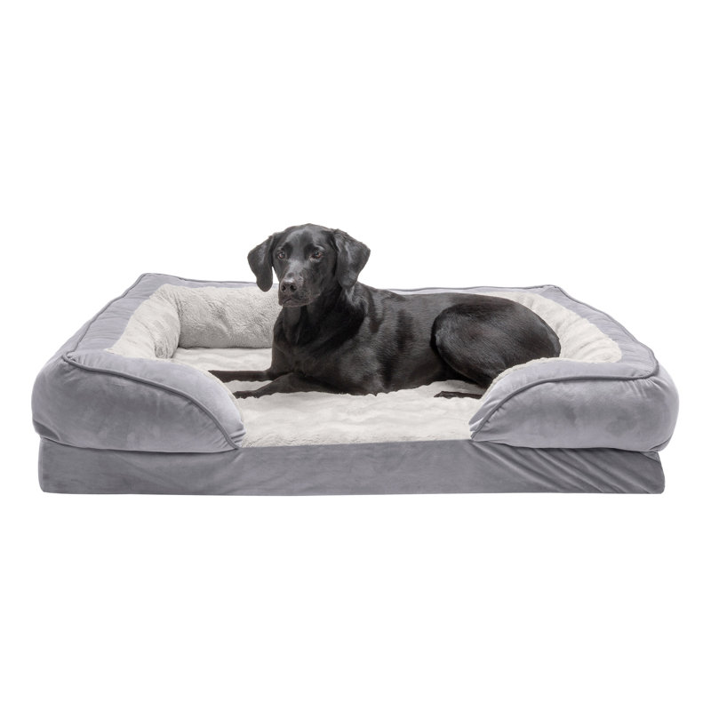 Jumbo Granite Gray Orthopedic Faux Fur Pet Sofa Bed