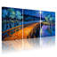 Abstrait pont en bois nuit ciel arbres eau reflets ensemble de 3 impressions d'art sur toile-1519006658