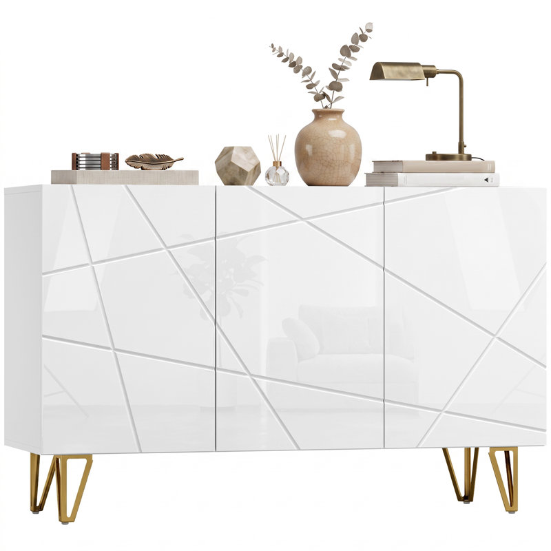Modern Sideboard, Rectangular Buffet Table White