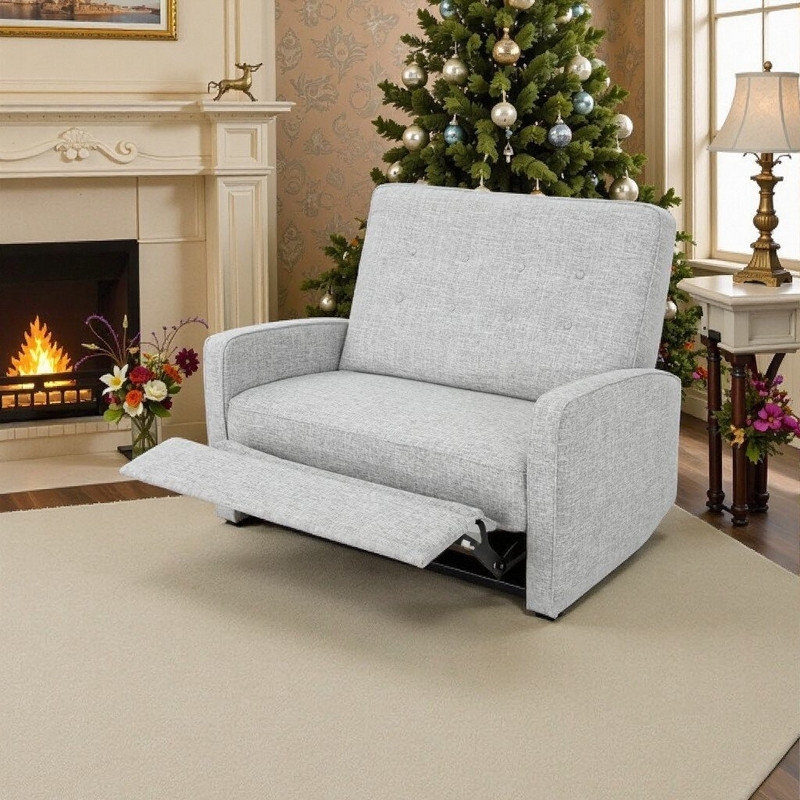 Fauteuil inclinable manuel en tissu d'ameublement durable, Gris clair