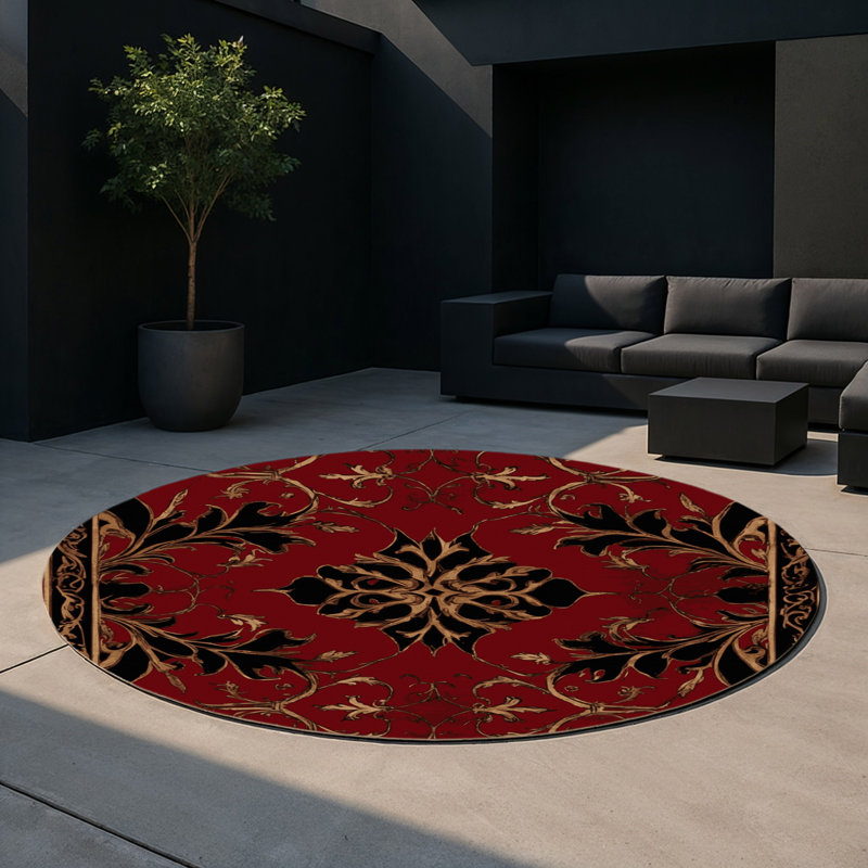 Tapis filigrane intérieur et extérieur Sunlit, Rond 5 pi