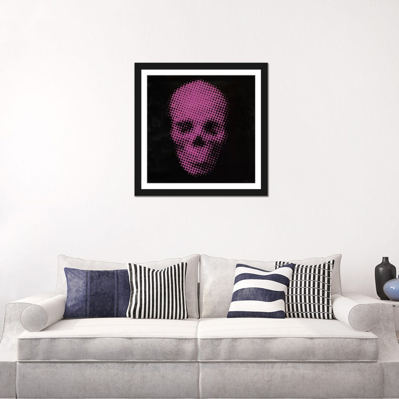 « rose crâne », impression sur toile, H 16 po x l 16 po x P 1 po, Papier d'art encadré noir, Blanc