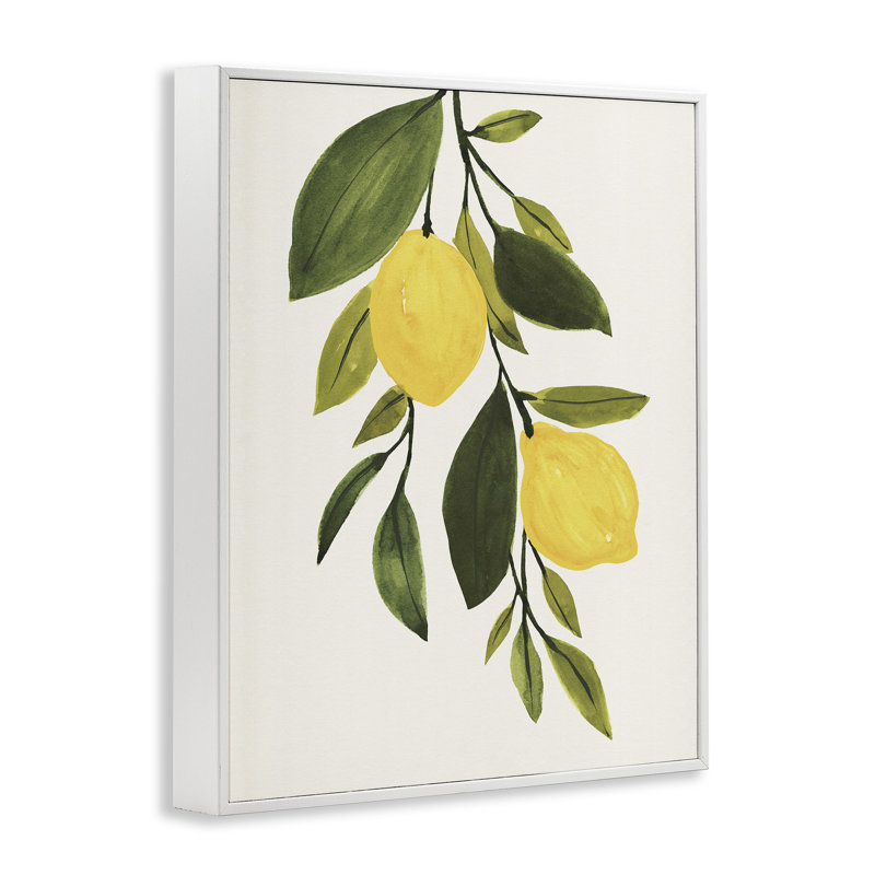 Simple citron jaune à feuilles d'agrumes par Annie Warren - Peinture, H 20 po x l 16 po