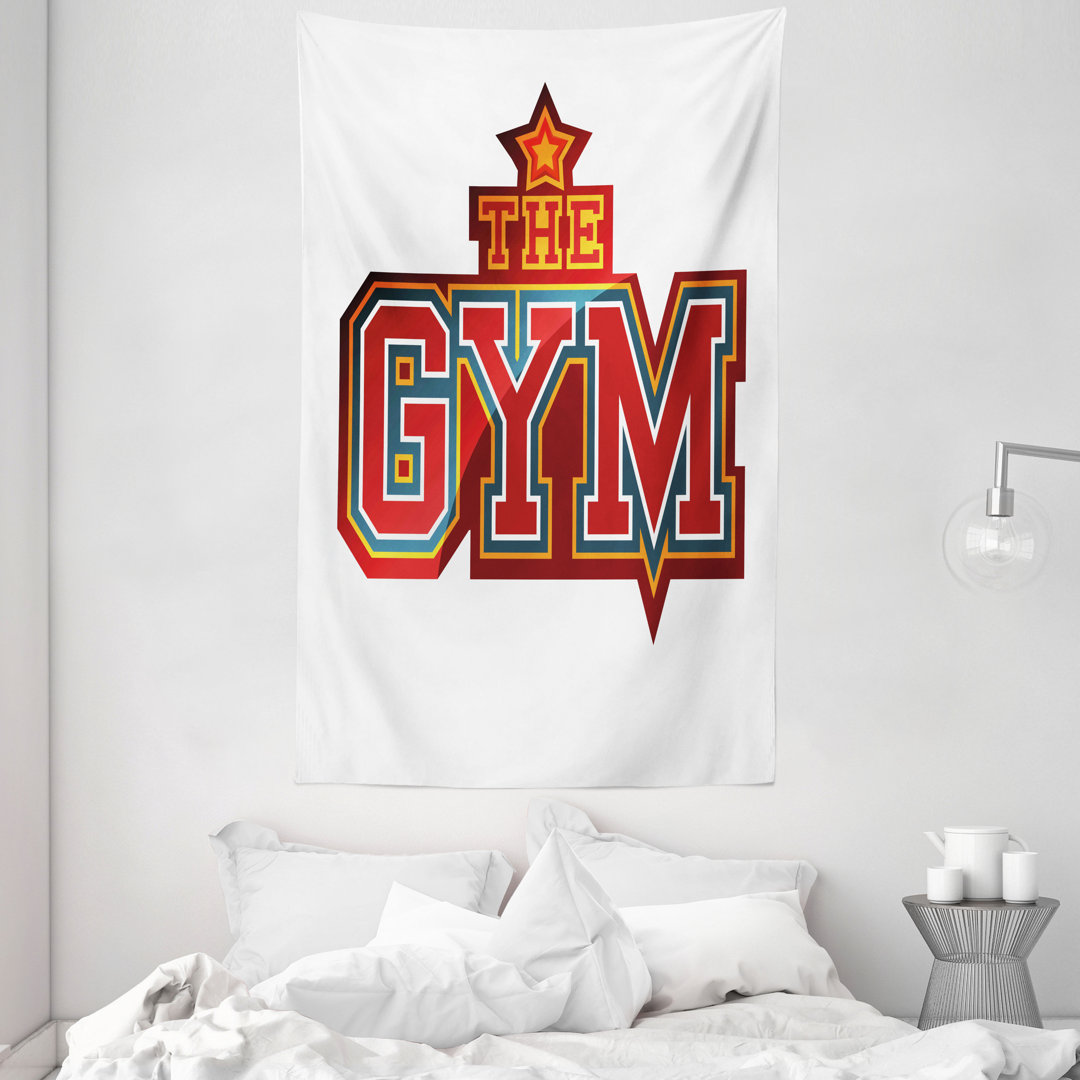 Wandteppich, Vibrant Gym Sign Star, Rot Petrol Blau Orange