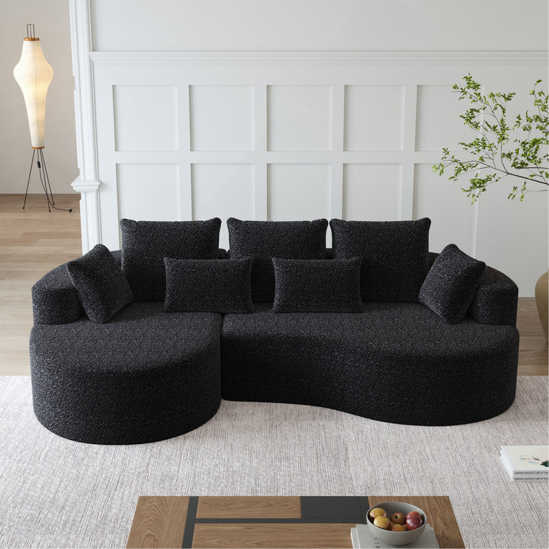 Modern Upholstered Boneless Oversized Sectional Sofa, Black