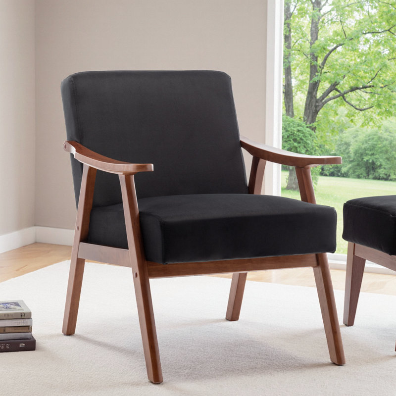 Fauteuil l 26,37 po Jamesina, Polyester noir