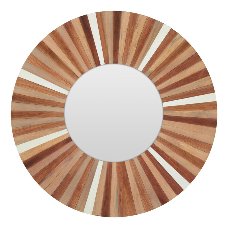 Pazar Solid Wood Flat Wall Mirror, Natural Wood